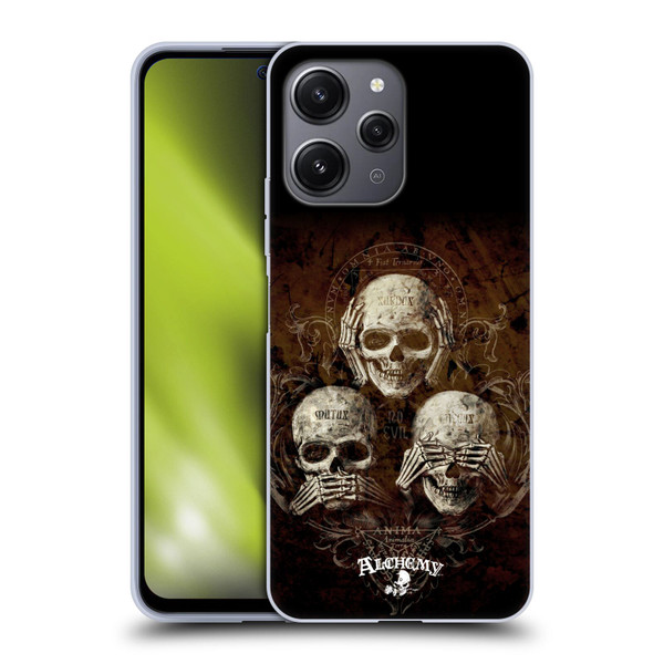 Alchemy Gothic Skull No Evil Three Skull Soft Gel Case for Xiaomi Redmi 12