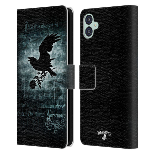 Alchemy Gothic Wing Nevermore Leather Book Wallet Case Cover For Samsung Galaxy M04 5G / A04e
