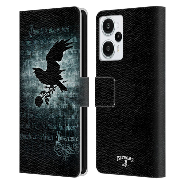 Alchemy Gothic Wing Nevermore Leather Book Wallet Case Cover For Xiaomi Redmi Note 12T