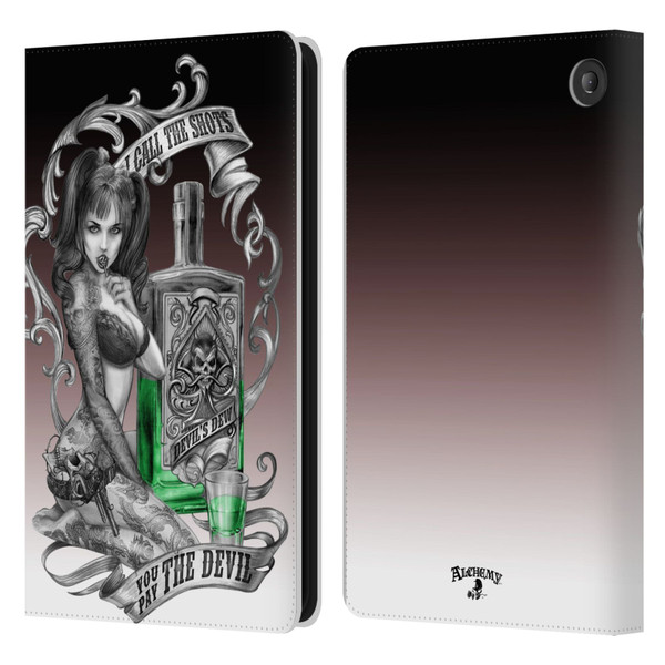 Alchemy Gothic Woman Devil's Green Dew Leather Book Wallet Case Cover For Amazon Fire 7 2022