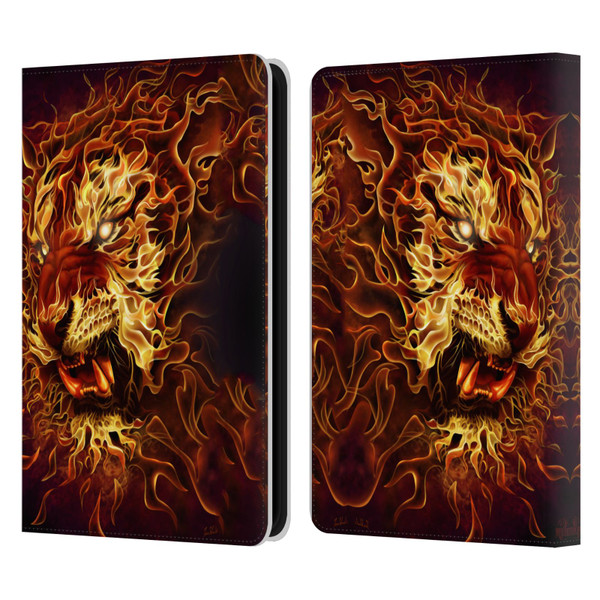 Tom Wood Fire Creatures Tiger Leather Book Wallet Case Cover For Amazon Kindle 11th Gen 6in 2022