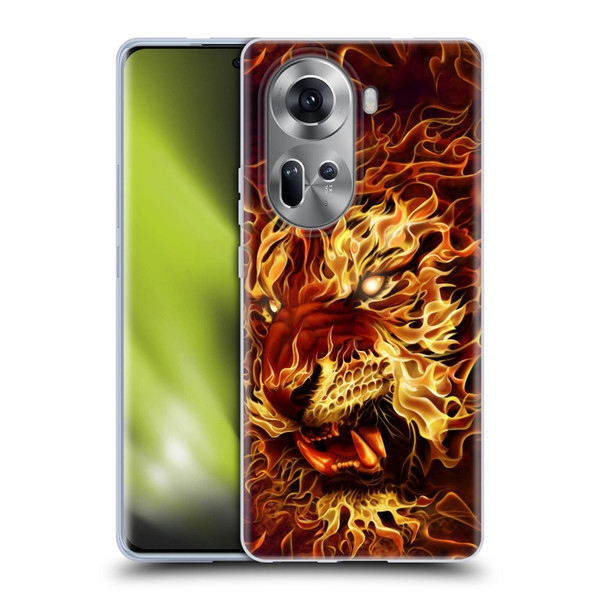 Tom Wood Fire Creatures Tiger Soft Gel Case for OPPO Reno11