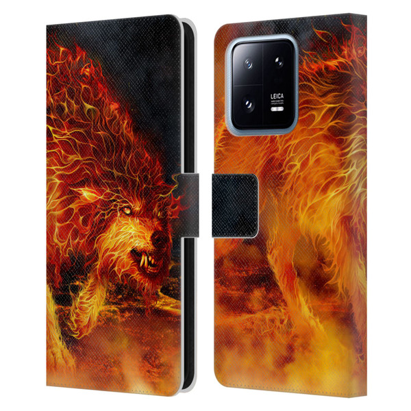 Tom Wood Fire Creatures Wolf Stalker Leather Book Wallet Case Cover For Xiaomi 13 Pro 5G