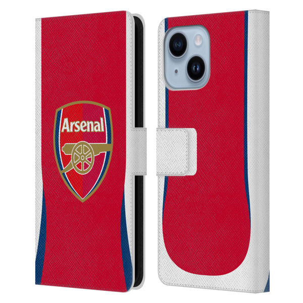 Arsenal FC 2024/25 Crest Kit Home Leather Book Wallet Case Cover For Apple iPhone 14 Plus