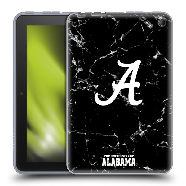 University Of Alabama UA The University Of Alabama Black And White Marble Soft Gel Case for Amazon Fire 7 2022
