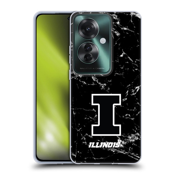 University Of Illinois U Of I University Of Illinois Black And White Marble Soft Gel Case for OPPO Reno11 F 5G / F25 Pro 5G