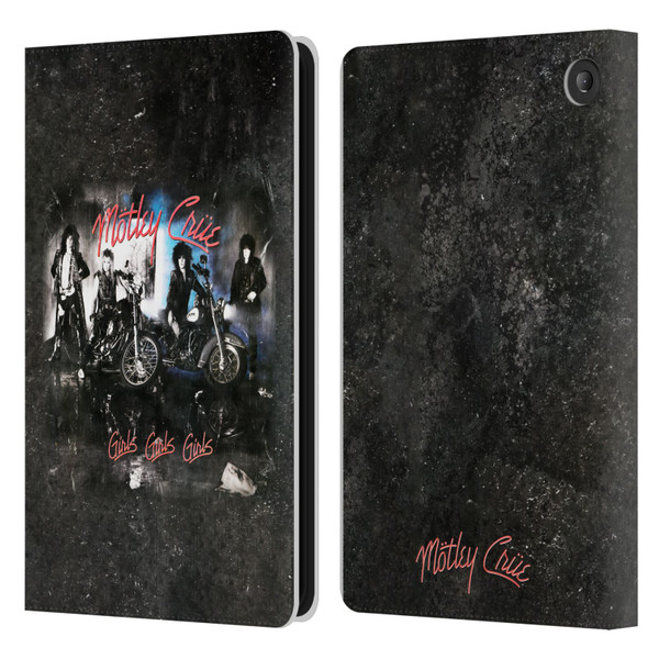 Motley Crue Albums Girls Girls Girls Leather Book Wallet Case Cover For Amazon Fire 7 2022