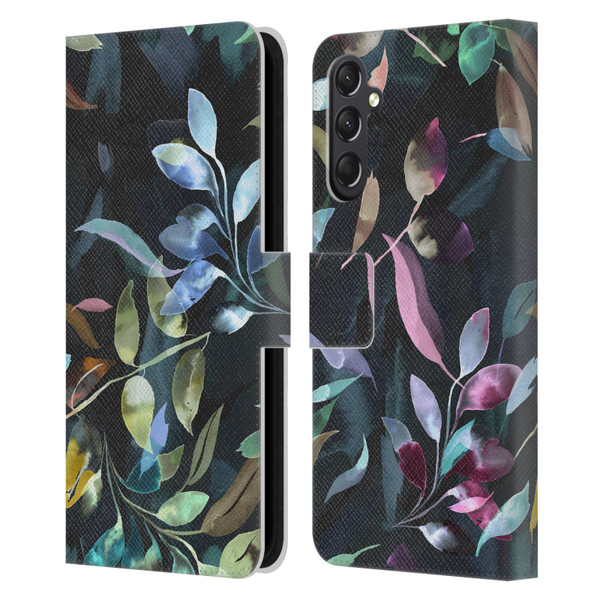 Ninola Botanical Patterns Watercolor Mystic Leaves Leather Book Wallet Case Cover For Samsung Galaxy A24 4G / M34 5G