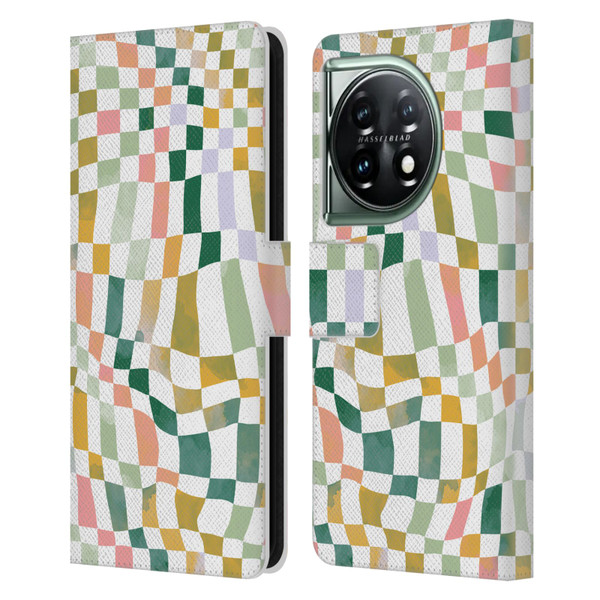 Ninola Checker Pattern Nostalgic Squares Leather Book Wallet Case Cover For OnePlus 11 5G