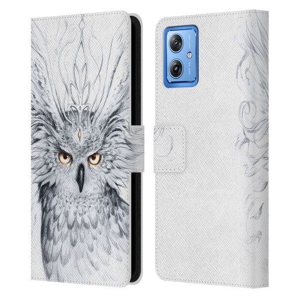 Jonas "JoJoesArt" Jödicke Wildlife Owl Leather Book Wallet Case Cover For Motorola Moto G54 5G
