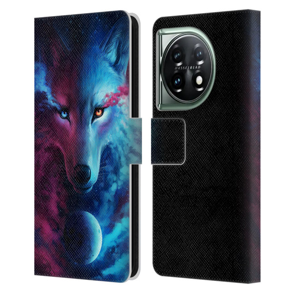 Jonas "JoJoesArt" Jödicke Wildlife Wolf Galaxy Leather Book Wallet Case Cover For OnePlus 11 5G