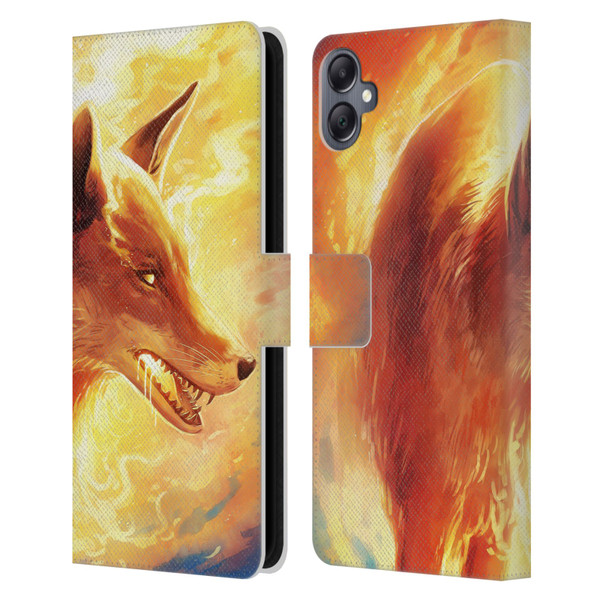 Jonas "JoJoesArt" Jödicke Wildlife Fire Fox Leather Book Wallet Case Cover For Samsung Galaxy A05