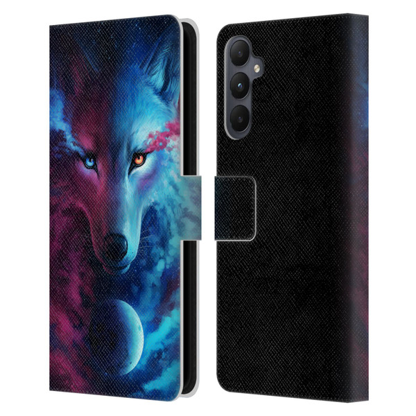 Jonas "JoJoesArt" Jödicke Wildlife Wolf Galaxy Leather Book Wallet Case Cover For Samsung Galaxy A05s