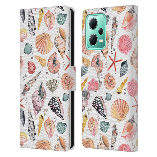Ninola Ocean Sea Shells Leather Book Wallet Case Cover For Xiaomi Redmi Note 12 5G