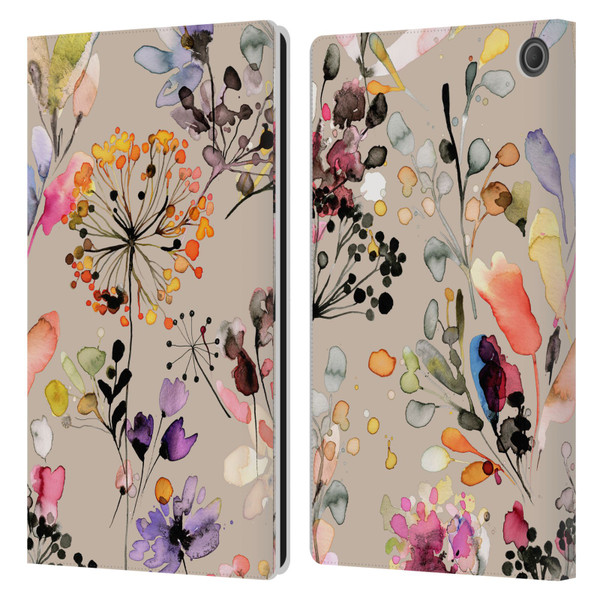 Ninola Wild Grasses Beige Leather Book Wallet Case Cover For Amazon Fire Max 11 2023