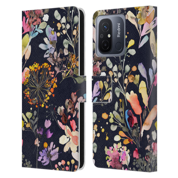 Ninola Wild Grasses Black Leather Book Wallet Case Cover For Xiaomi Redmi 12C