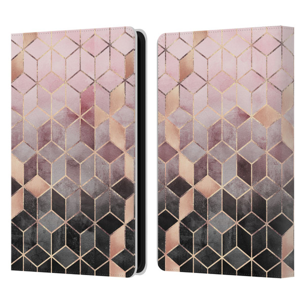 Elisabeth Fredriksson Cubes Collection Pink And Grey Gradient Leather Book Wallet Case Cover For Amazon Kindle Paperwhite 5 (2021)