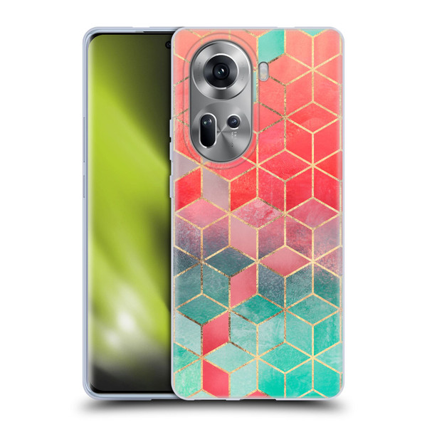 Elisabeth Fredriksson Cubes Collection Rose And Turquoise Soft Gel Case for OPPO Reno11