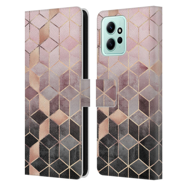Elisabeth Fredriksson Cubes Collection Pink And Grey Gradient Leather Book Wallet Case Cover For Xiaomi Redmi 12