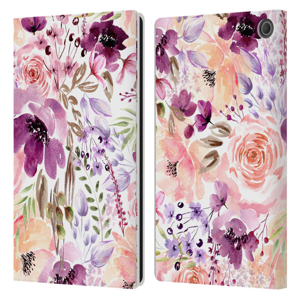 Anis Illustration Flower Pattern 3 Floral Chaos Leather Book Wallet Case Cover For Amazon Fire Max 11 2023