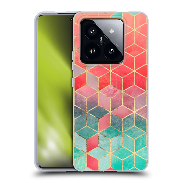 Elisabeth Fredriksson Cubes Collection Rose And Turquoise Soft Gel Case for Xiaomi 14 Pro