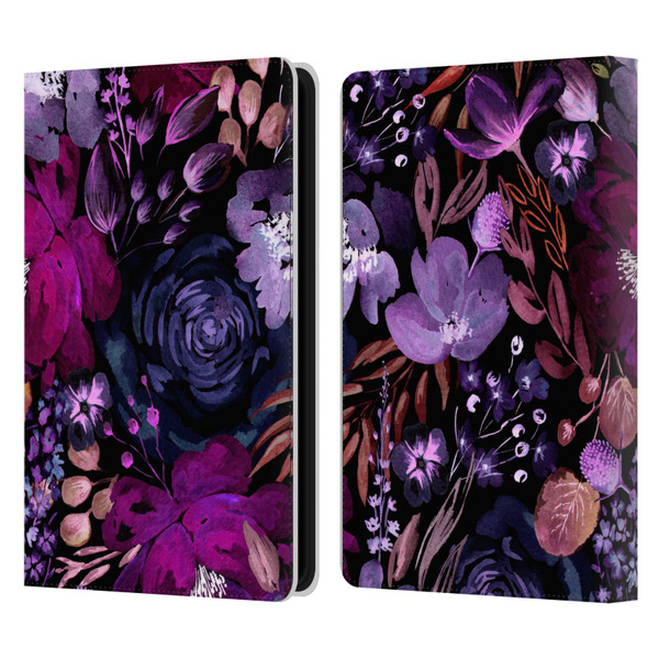 Anis Illustration Graphics Floral Chaos Purple Leather Book Wallet Case Cover For Amazon Kindle Paperwhite 5 (2021)