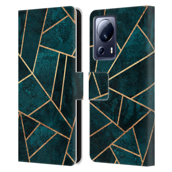 Elisabeth Fredriksson Sparkles Deep Teal Stone Leather Book Wallet Case Cover For Xiaomi 13 Lite 5G