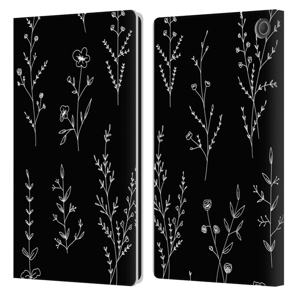 Anis Illustration Wildflowers Black Leather Book Wallet Case Cover For Amazon Fire Max 11 2023