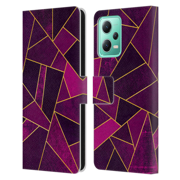 Elisabeth Fredriksson Stone Collection Purple Leather Book Wallet Case Cover For Xiaomi Redmi Note 12 5G
