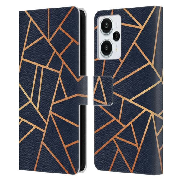Elisabeth Fredriksson Stone Collection Copper And Midnight Navy Leather Book Wallet Case Cover For Xiaomi Redmi Note 12T