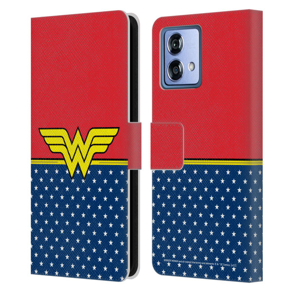 Wonder Woman DC Comics Logos Costume Leather Book Wallet Case Cover For Motorola Moto G84 5G