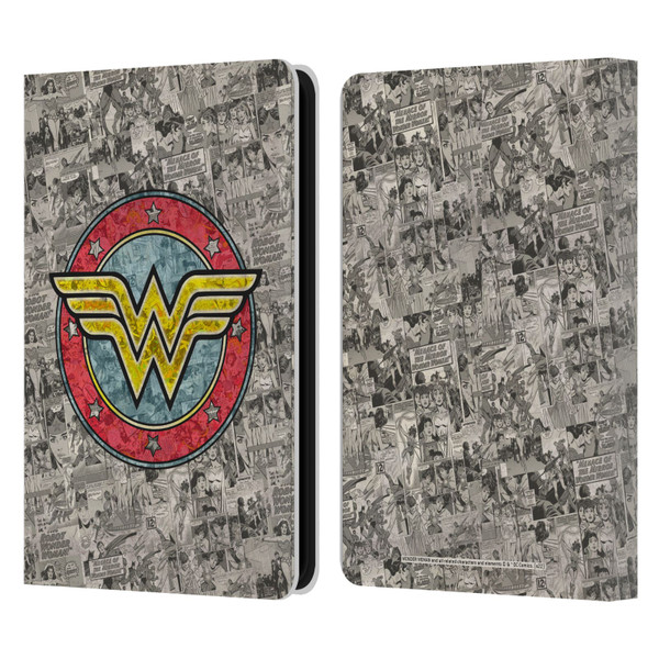 Wonder Woman DC Comics Vintage Art Comics Logo Leather Book Wallet Case Cover For Amazon Kindle 11th Gen 6in 2022