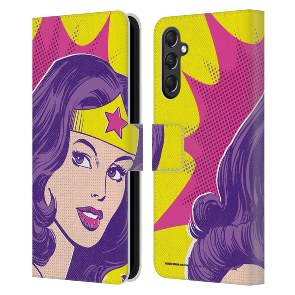 Wonder Woman DC Comics Vintage Art Pop Art Leather Book Wallet Case Cover For Samsung Galaxy A24 4G / M34 5G