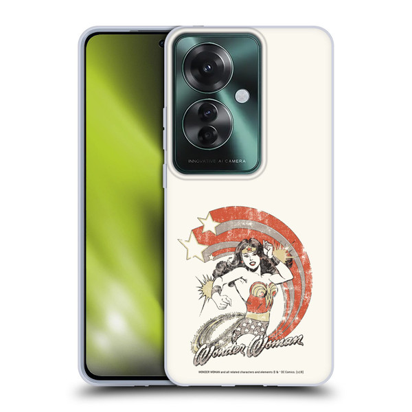Wonder Woman DC Comics Vintage Art Distressed Look Soft Gel Case for OPPO Reno11 F 5G / F25 Pro 5G