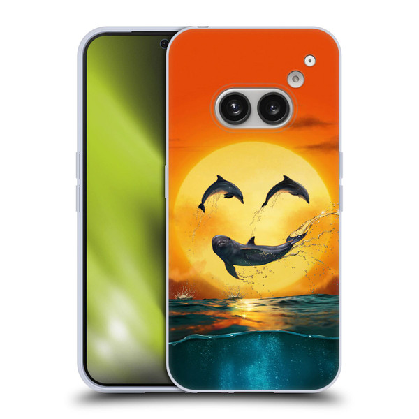 Vincent Hie Graphics Dolphins Smile Soft Gel Case for Nothing Phone (2a)