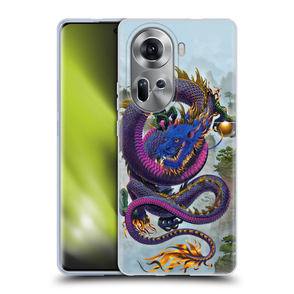 Vincent Hie Graphics Good Fortune Dragon Blue Soft Gel Case for OPPO Reno11