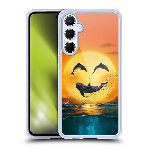 Vincent Hie Graphics Dolphins Smile Soft Gel Case for Samsung Galaxy A55 5G