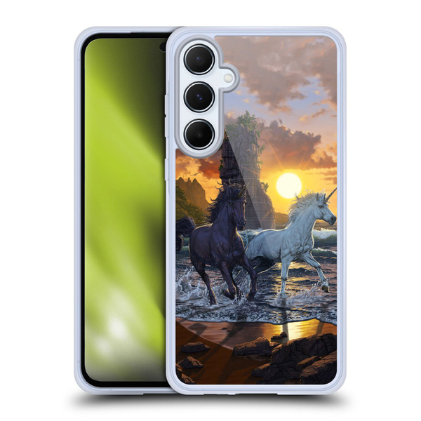 Vincent Hie Key Art Unicorns On The Beach Soft Gel Case for Samsung Galaxy A55 5G