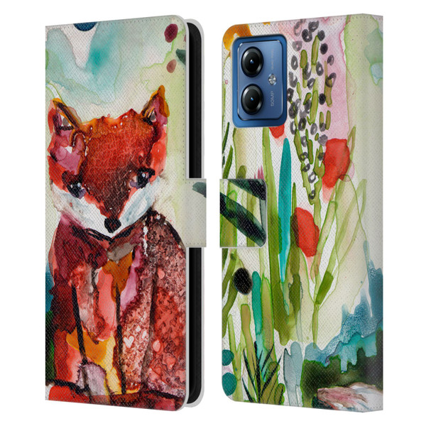 Wyanne Animals Baby Fox In The Garden Leather Book Wallet Case Cover For Motorola Moto G14