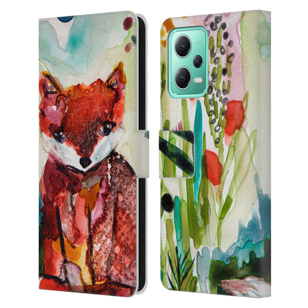 Wyanne Animals Baby Fox In The Garden Leather Book Wallet Case Cover For Xiaomi Redmi Note 12 5G