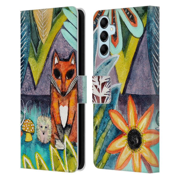 Wyanne Animals 2 Fox Leather Book Wallet Case Cover For Samsung Galaxy M14 5G
