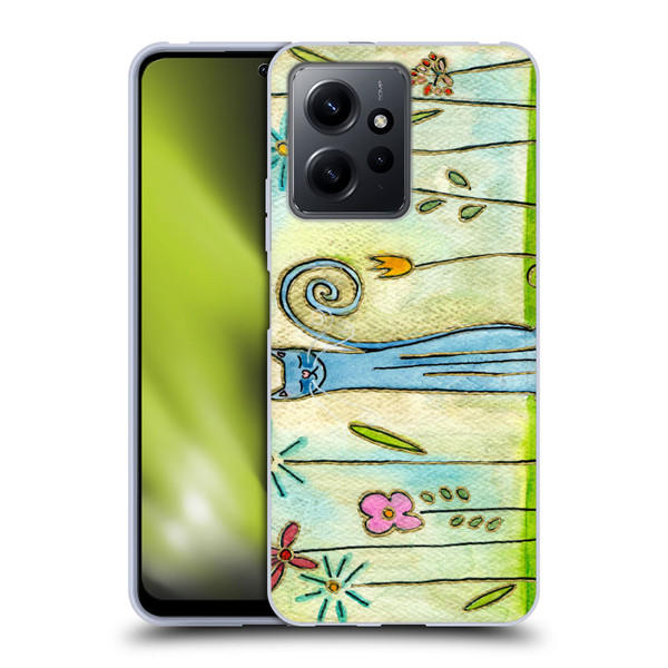 Wyanne Cat Blue Cat In The Flower Garden Soft Gel Case for Xiaomi Redmi Note 12 4G