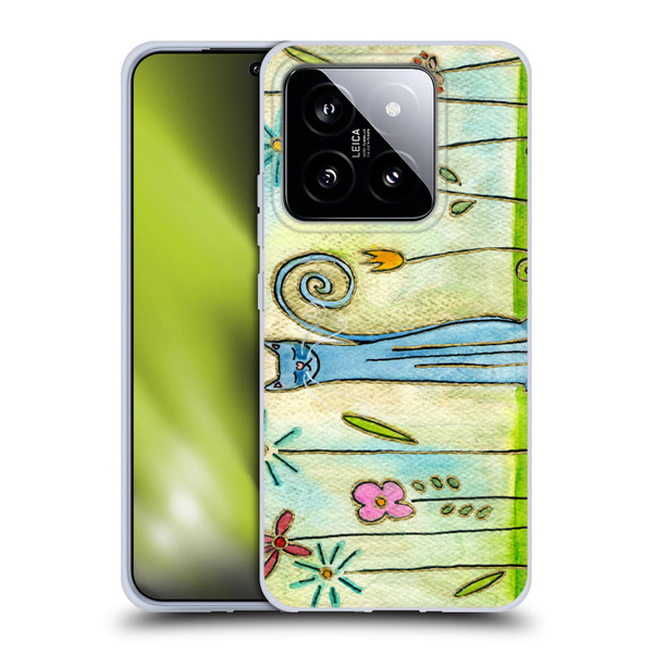 Wyanne Cat Blue Cat In The Flower Garden Soft Gel Case for Xiaomi 14