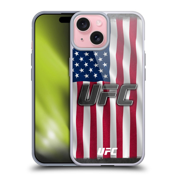 UFC Logo US Flag Soft Gel Case for Apple iPhone 15