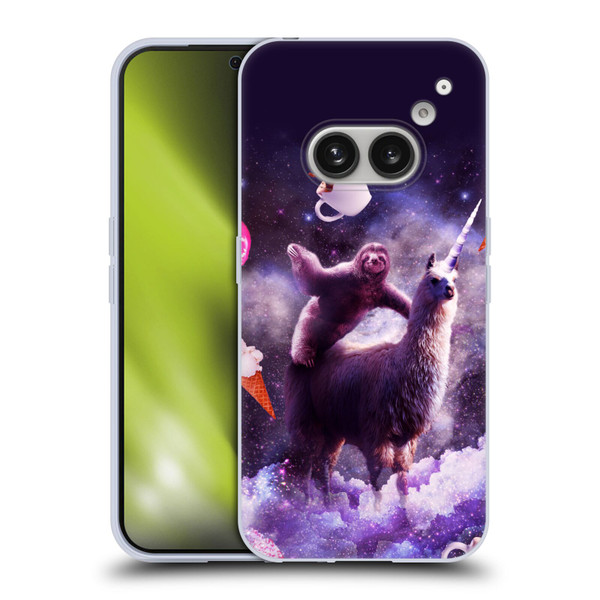 Random Galaxy Mixed Designs Sloth Riding Unicorn Soft Gel Case for Nothing Phone (2a)