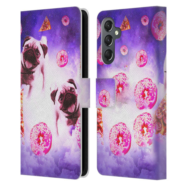 Random Galaxy Mixed Designs Pugs Pizza & Donut Leather Book Wallet Case Cover For Samsung Galaxy A25 5G