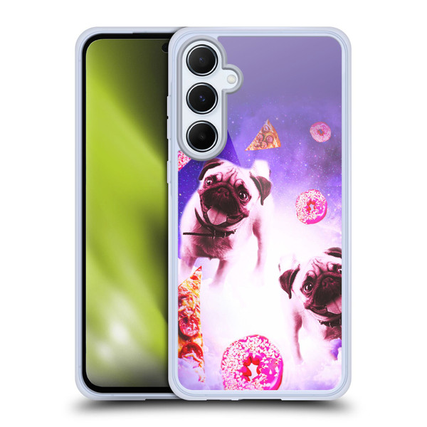 Random Galaxy Mixed Designs Pugs Pizza & Donut Soft Gel Case for Samsung Galaxy A55 5G