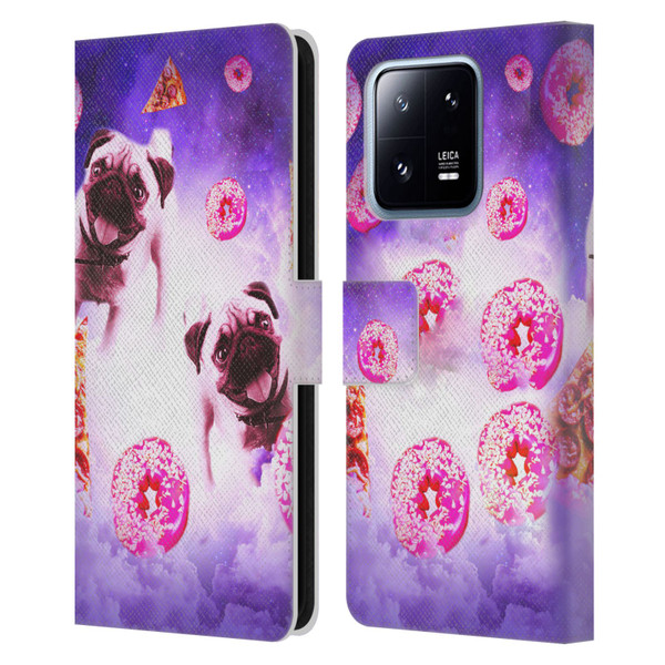 Random Galaxy Mixed Designs Pugs Pizza & Donut Leather Book Wallet Case Cover For Xiaomi 13 Pro 5G
