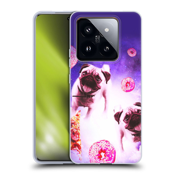 Random Galaxy Mixed Designs Pugs Pizza & Donut Soft Gel Case for Xiaomi 14 Pro
