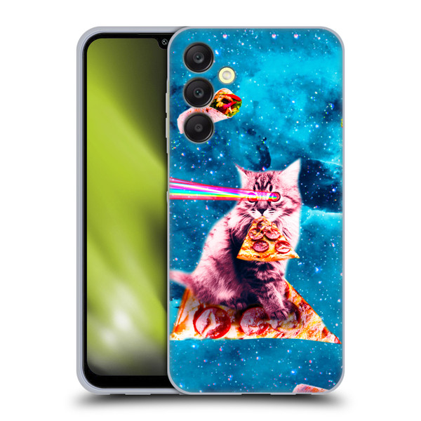Random Galaxy Space Cat Lazer Eye & Pizza Soft Gel Case for Samsung Galaxy A25 5G
